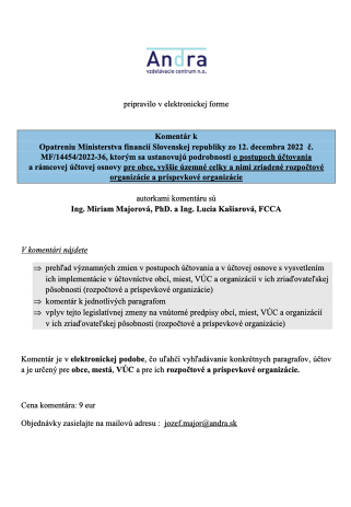 Komentár k opatreniu Ministerstva financií Slovenskej republiky zo 12. decembra 2022 č. MF/14454/2022-36